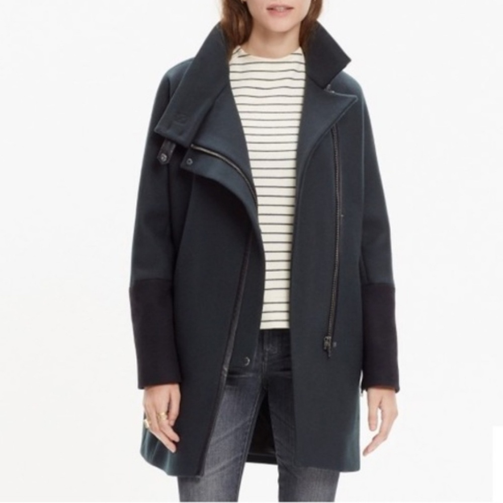 Madewell City Grid Green Black Colorblock Coat- 12